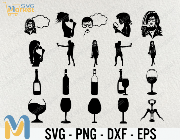 Wine Glass SVG Bundle, Woman Svg Files, Bundle, Wine Glass SVG, SVG, Cricut
