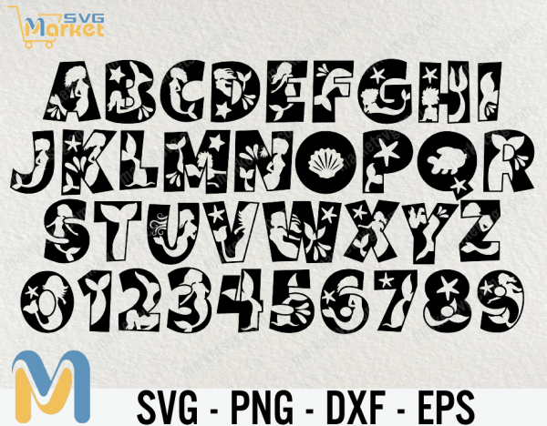 Mermaid font SVG, Mermaid alphabet Svg, Mermaid Svg, Svg, Cricut, Font Svg, Alphabet Svg