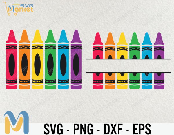 Crayon Monogram Svg, Crayon Split Monogram Svg, Teacher Monogram Svg, Crayon Svg, Crayon Set Svg, Crayon Cut File, Crayon Svg Design