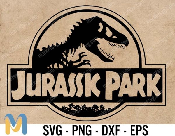 Jurassic Park SVG Black and White Logo, Silhouette, Silhouette svg