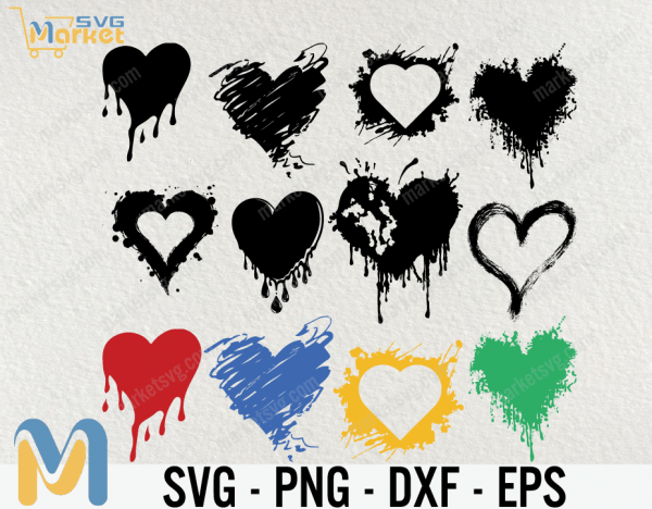Painted Heart, Paint heart svg, Paint svg, Art svg, Painting, Painter, SVG, ai, pdf, eps, svg, dxf