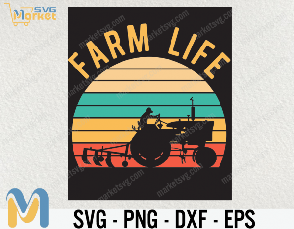 Vintage Farmer Retro Svg, Retro Vintage Farm Life Farming Tractor Family Farmer png, png files for sublimation, Svg, Eps, Png, Dxf, Digital Download, Cut File