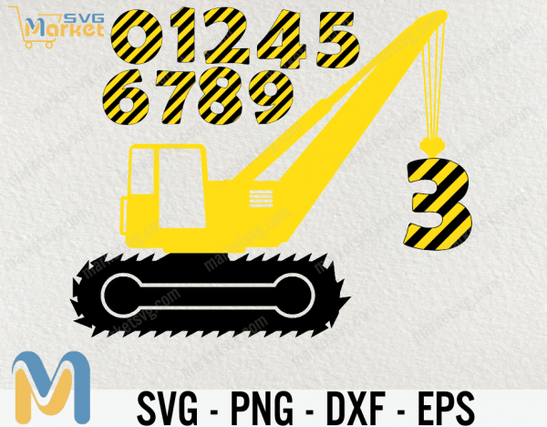 Construction Car Birthday with Numbers, Birthday Boy Construction Car SVG, DXF, PNG included files for Cricut, Silhouette, Printing, Cutting, Graphic Design or more