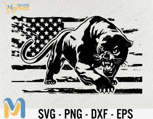 Panther Cat Grunge American Flag, American Flag SVG, Grunge Flag SVG, My Spirit Animal Panther Cat Grunge American Flag