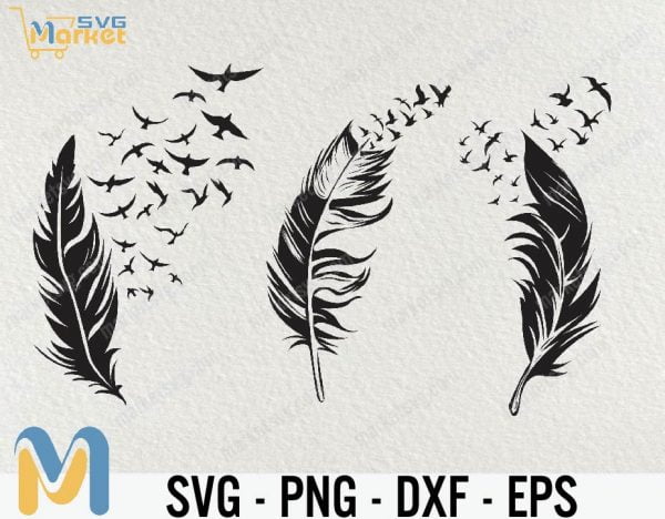 Feather SVG Bundle, Birds Feather svg, Feather svg, Silhouette for cricut, cut file, Feather Digital File, Dreamcatcher svg, Feather earring