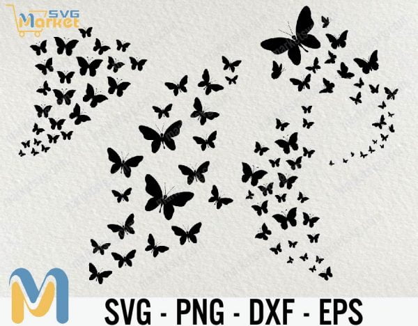 Flying Butterflies SVG, Butterfly Silhouette, Butterfly Cut File, Butterfly SVG, Butterfly Bundle SVG