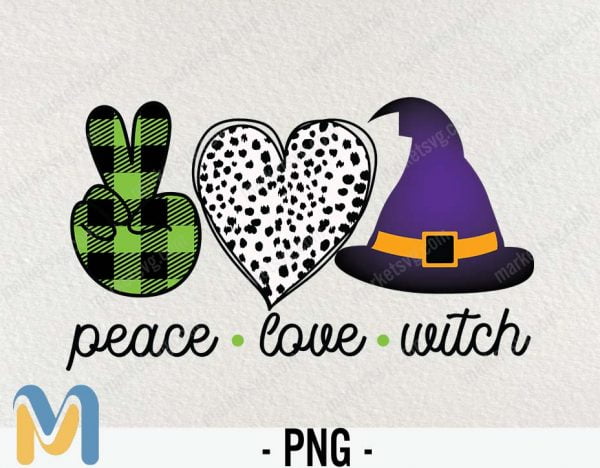 Peace Love Witches Png, Leopard Bad Witch Vibes Png, Horror Spooky Witch Hat Design, Halloween Vibes Png Sublimation Download