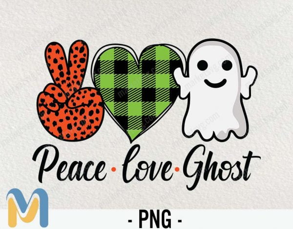Peace Love Ghost PNG, Halloween sublimation, INSTANT PNG download, Ghost Boo Sublimation, Polka Dot Bow, Fall Design, Sublimation Graphic