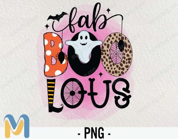 Fab Boo Lous PNG, Halloween PNG, Faboolous PNG, Boo, Spooky, Ghost, Cat, Witch, Pumpkin PNG