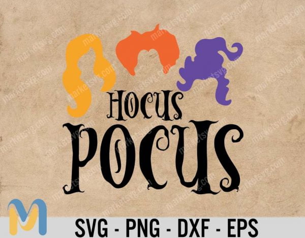 Hocus Pocus SVG, Sanderson Svg, Halloween Svg, Sanderson Sisters SVG, Monogram Clipart, Witch Hat SVG, Cricut, Silhouette Cut Files