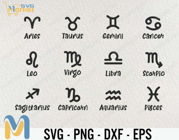Zodiac Sign SVG , Astrology Signs Cricut, Zodiac Bundle, Commercial Use Svg, Cricut Cut File, Vinyl Svg, Astrology Svg, Birth Sign Svg