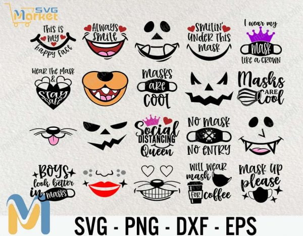 Kids Face Masks SVG Bundle, Svg Quotes, Kids Face Masks SVG, Svg Quotes Bundle, Cut Files