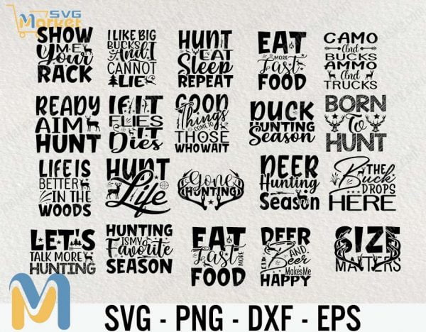 Hunting Svg Bundle, Hunting SVG, Deer Duck Hunting SVG, Cut Files, commercial use, instant download, printable vector clip art, Hunting Dad