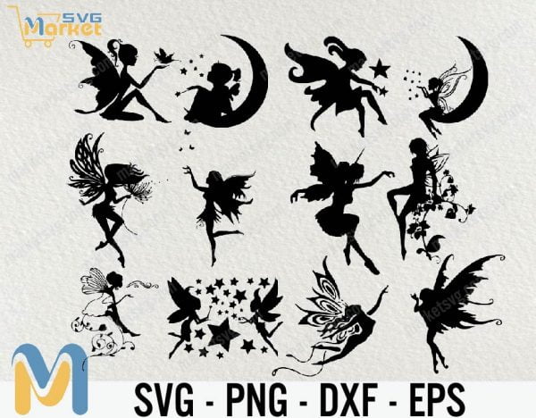 Fairy Svg Bundle, Fairies Svg, Fairy Clipart, Fairy Silhouette, Fairy Cut Files, Fairy Clipart, Fairy Vector,Fairy Design Svg,Fairy Cut File