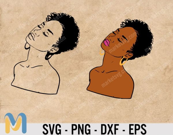 Short Hair Black Woman SVG, Short Hair Love Silhouette, Instant Download, Short hair svg, African american svg, black woman svg, afro svg