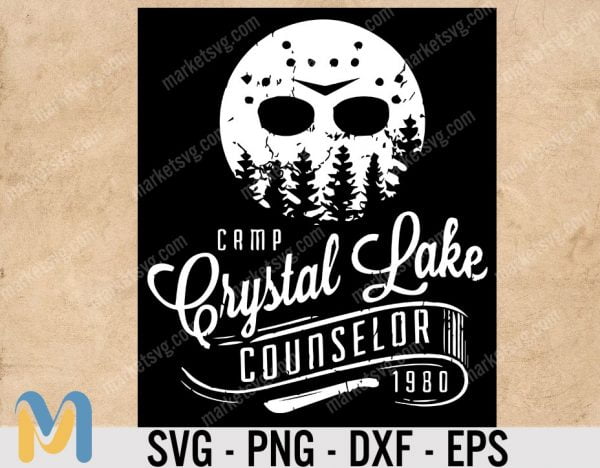 Camp Crystal Lake Counselor SVG, Camp Crystal Lake Counselor 198, Friday the 13th, Jason Voorhees SVG