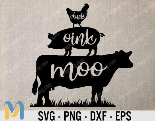 Cluck Oink Moo SVG, Farm Animals SVG, Cut File, Cricut, Commercial use, Silhouette, Farm Life SVG, Farm Decoration