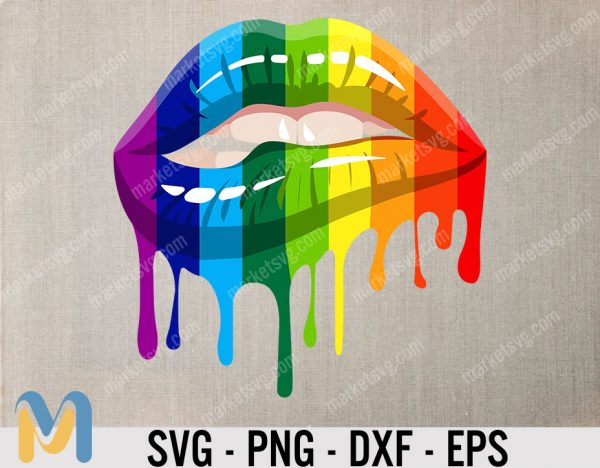 LGBT Rainbow Dripping Lips Png SVG Ai PNG, Bisexual, Transexual, Vector Cut or Print File Digital Download Cricut Cut Files, Silhouette