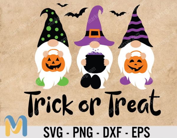 Halloween Gnomes Svg, Candy Pumpkin Broom Svg, Trick or Treat Gnome Svg, Halloween Clip Art, Svg, eps, dxf, png