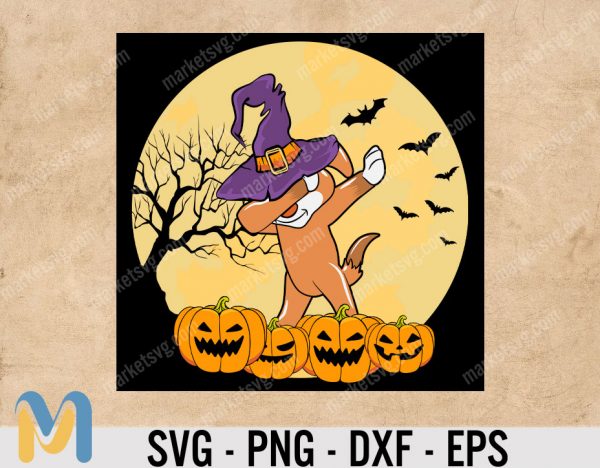 Dabbing Dog Halloween Dab Pet Hat Witch, Happy Halloweenie Dog,  Halloween SVG