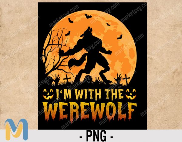 Werewolf Full Moon SVG, Halloween Wall Decals, Wolf Man Monster Decor, Cricut Cut File Silhouette Printable Clipart