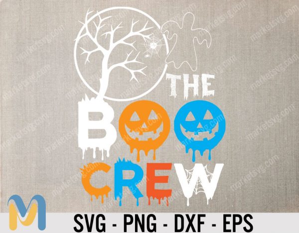 The Boo Crew Svg, Halloween Svg, Boo Svg, Ghost Svg, Dxf, Eps, Spooky Cut Files, Halloween Shirt Svg, Bats Clipart, Fall, Silhouette, Cricut