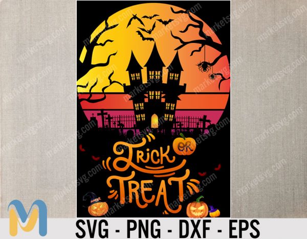 Trick or Treat SVG, Halloween SVG file, Trick or Treat Bag SVG file, Halloween Iron on file, Halloween Shirt cut file, Halloween Clipart