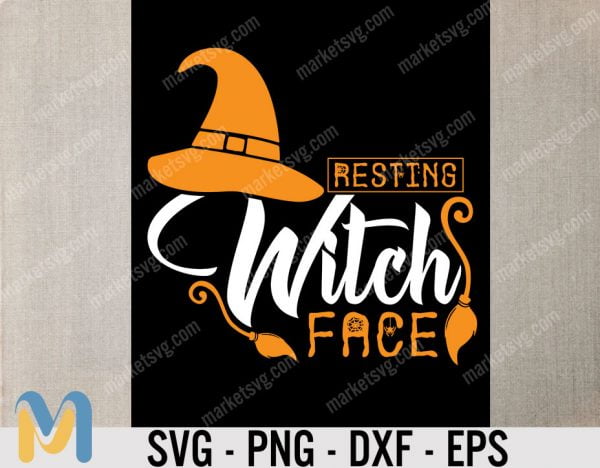Resting Witch Face Svg, Funny Halloween Svg, Mom Halloween, Dxf Eps Png, Silhouette, Cricut, Cameo, Digital, Halloween Vector, Witch Shirt