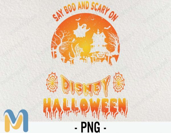 Say Boo and Scary On Halloween PNG, Halloween PNG, Happy Halloween PNG, Desney PNG, Halloween Desney PNG