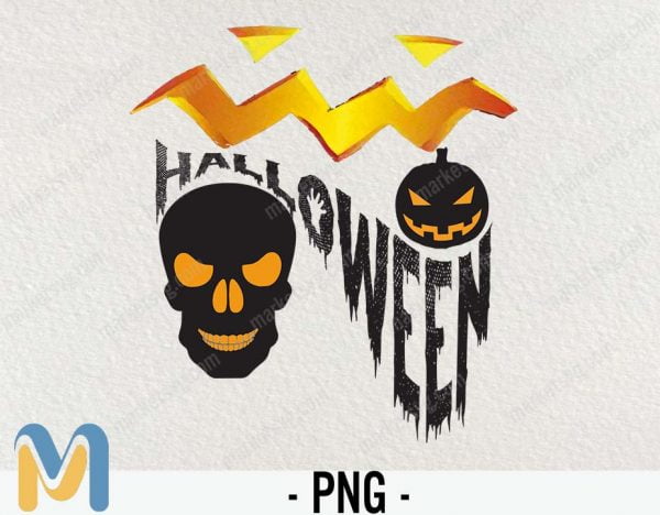 Halloween PNG, Pumpkin PNG, Halloween Skull PNG, Skull PNG, Sublimation