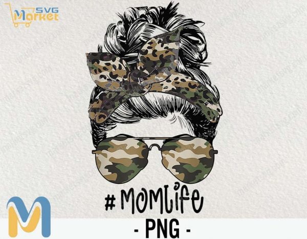 Camo Mom Life Wife Army Mom Sublimation, Design Downloads, Funny Mom Bun Hair Sunglasses Headband, Mom Life PNG, Commercial Use