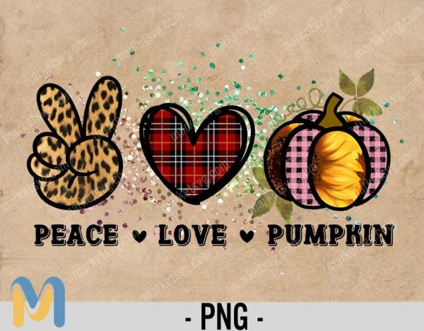 Peace Love Pumpkin Sublimation PNG Design, Halloween design, Pumpkin Png, Pumpkin Halloween transfers design png, Peace Love Halloween png