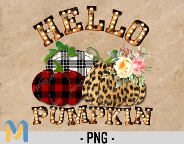 Hello Pumpkin PNG File for DTG Printing, Fall Sublimation Designs Downloads, T-Shirt Design, Clipart, PNG, Hello Pumpkin, Fall, Leopard