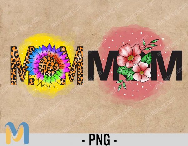 MOM Sublimation, Mom Flower, Blessed Mom Png, Leopard Sunflower PNG, Sublimation Design, Digital Download, Mother's Day Png, Mom png, Colorful Sunflower Png, Mom Design