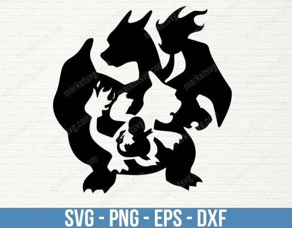 Charmander Evolution SVG Charmeleon Charizard Pokemon Ash Ketchum Pokeball Master Game, Digital File Only, FR76