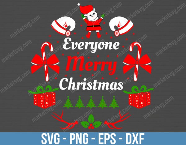 Merry Christmas Everyone Svg, Christmas, Christmas Svg, Christmas Decor, Christmas Gift, Svg Files, Cricut, C26
