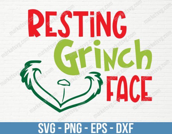 Resting Grinch Face Svg, Resting Grinch Face Png, Mr. Grinch face Svg, Christmas Svg File For Cricut Silhouette, Digital Download, C79