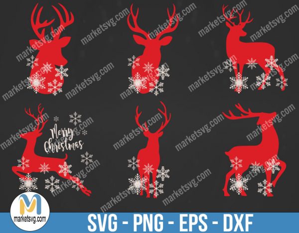 Deer Snowflake, Merry Christmas, Bundle svg, Bundle Clipart, Design Bundle, Bundle File, B184
