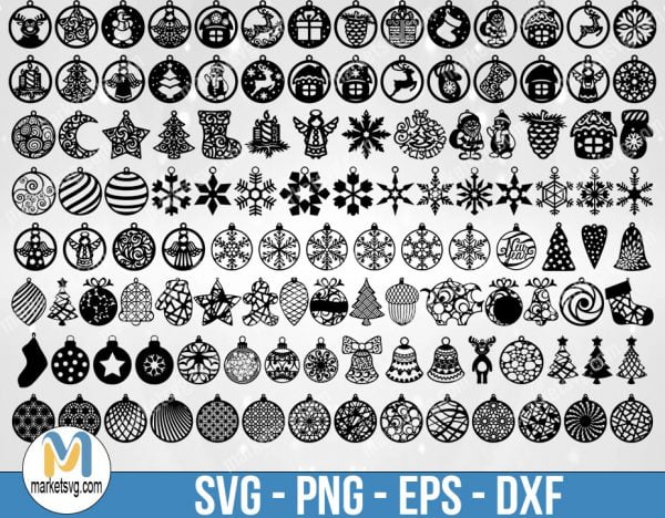 Christmas Ornament Bauble Decor Bundle, Christmas Bundle File, Christmas Design, Merry Christmas, Clipart, Bundle Clipart, B439