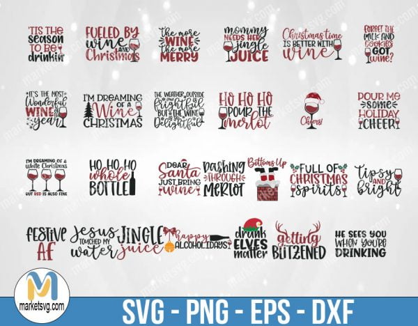 Christmas Wine SVG Bundle, Bundle File, Bundle Clipart