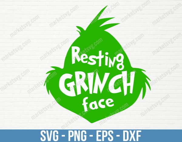 Resting Grinch Face Svg, Resting Grinch Face Png, Mr. Grinch face Svg, Christmas Svg File For Cricut Silhouette, Digital Download, C253