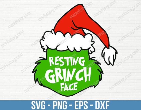 Resting Grinch Face Svg, Resting Grinch Face Png, Mr. Grinch face Svg, Christmas Svg File For Cricut Silhouette, Digital Download, C254