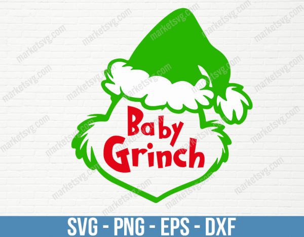 Baby Grinch svg, Merry Christmas Svg, Grinch svg, Santa Hat svg, Christmas Svg, Christmas Grinch Svg, Silhouette, C309