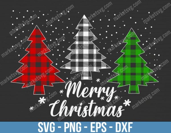 Buffalo Plaid Cheetah Tree Svg, Christmas Tree Svg, Merry Christmas Svg, Xmas Tree Svg, Instant Download, Cricut, Silhouette, C372