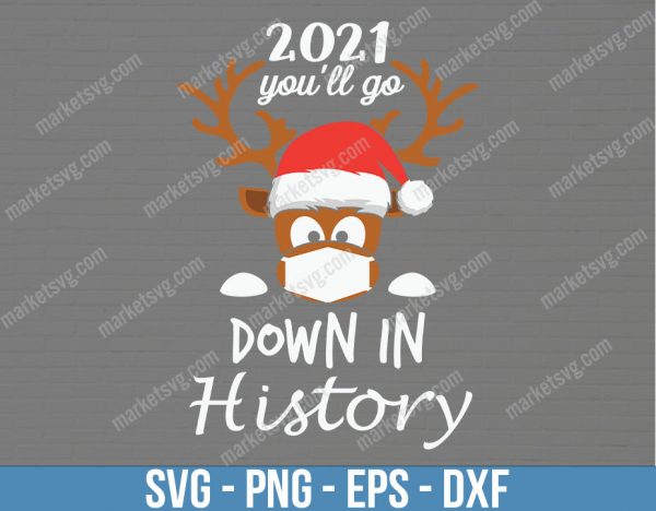 2021 You'll Go Down in History SVG, Cut File for Christmas, DIY Kid Shirt, 2021 Christmas, Christmas Sign, Funny Christmas, Cut File, C501