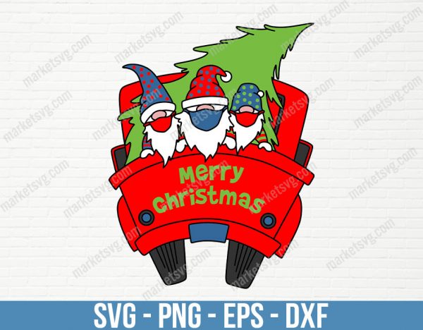 Merry Christmas Truck svg, Red Truck Farmhouse Christmas Tree svg Holiday Decoration svg files for Cricut Downloads Silhouette Sublimation, C566