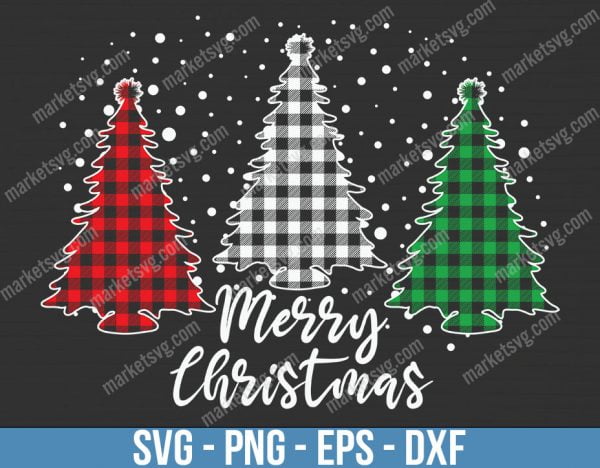 Merry Christmas Trees Plaid Red, Christmas svg, Merry Christmas svg, Santa svg, Grinch svg, Christmas shirt Svg, Christmas gift, C623