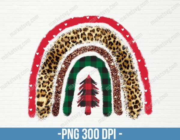 Christmas Tree Rainbow PNG, Sublimation Download, fall, christmas, merry Christmas, kids, cheetah, leopard, CP111