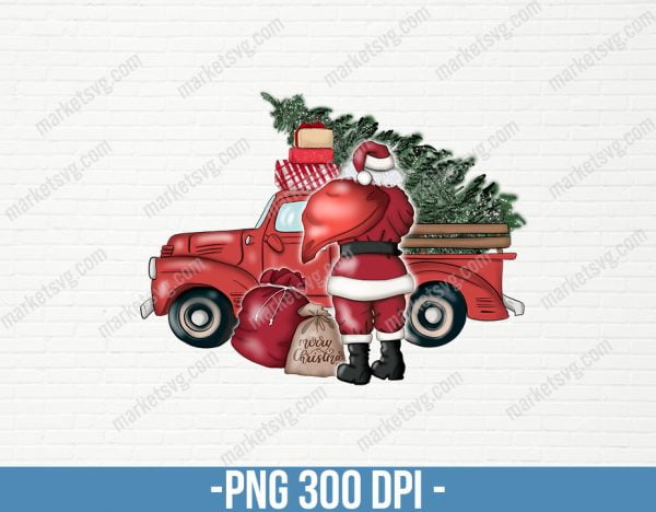 Santa's Car, Christmas Tree Truck, Sublimation Design, Christmas Car Png, Christmas Png, Christmas Transfer, Holiday Sublimation, Santa Png, CP126