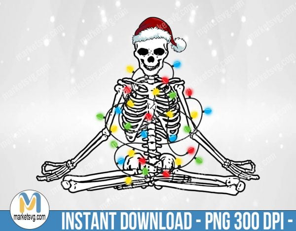 Christmas Meditating Skeleton Png, Sublimation Png, Sublimation, PNG File, PNG, CP406